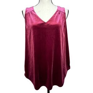 Old Navy Women's Velvet Velour Sleeveless Top Shirt Red Oversized Size Medium